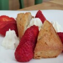 Financier, fraises de Saint-Blaise avec chantilly Esstra