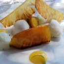 Ananas à maturité rôti, piment d’Espelette, coriandre et coco... Le Relais des Moines - Sébastien Sanjou - A table !